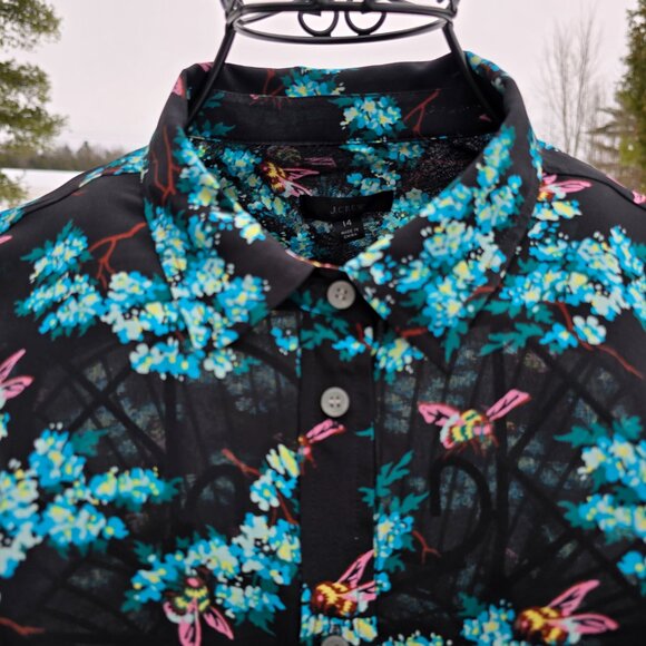 J Crew Blouse, size 14, floral with bees. EUC - Picture 3 of 11